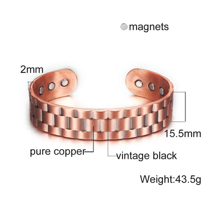Pure Copper Bracelet Men Magnetic Arthritis Adjustable Magnets Men Cuff Bracelet Magnetic Therapy Health Energy Bracelet for Men