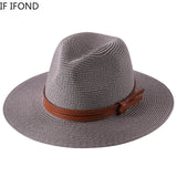56-58-59-60CM New Natural Panama Soft Shaped Straw Hat Summer Women's/Men's Wide Brim Beach Sun Cap UV Protection Fedora Hat
