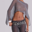 Jaded London gold knit hollowed-out one-piece top halter shawl multi-wear holiday style halter