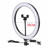 Anillo de luz LED para selfies de 10 pulgadas con enchufe USB, iluminación de 3 tonos, luz para fotografía, grabación de video, transmisión en vivo, luz de relleno 