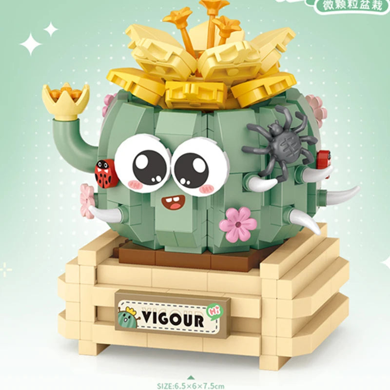 DIY Flower Vase Succulent Cactus Snow Lotus Potting Plants Gardens Building Blocks Model MINI Bricks Kids Sets Kits Toys