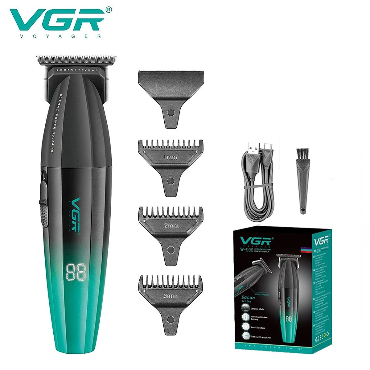VGR Hair Trimmer Professional Barber Cordless Clipper Electric Hair Cutting Machine Metal Hair Trimmer for Men V-003 V-906 V-308