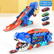 Camión transportador de dinosaurios de juguete, pista plegable, transporte de aleación, coche de juguete, regalo para niños pequeños. 