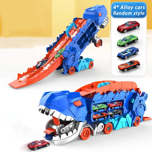 Dinosaur Transporter Truck Brinquedos, Trilha Dobrável, Liga de Transporte, Brinquedo do carro, Presente para Crianças, Criança Menino
