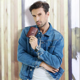 ONTACT'S Genuine Leather Short Wallets for Men RFID Vintage Coin Purse Card Holder Male Money Clip Women‘s Wallet Bag HandbagC