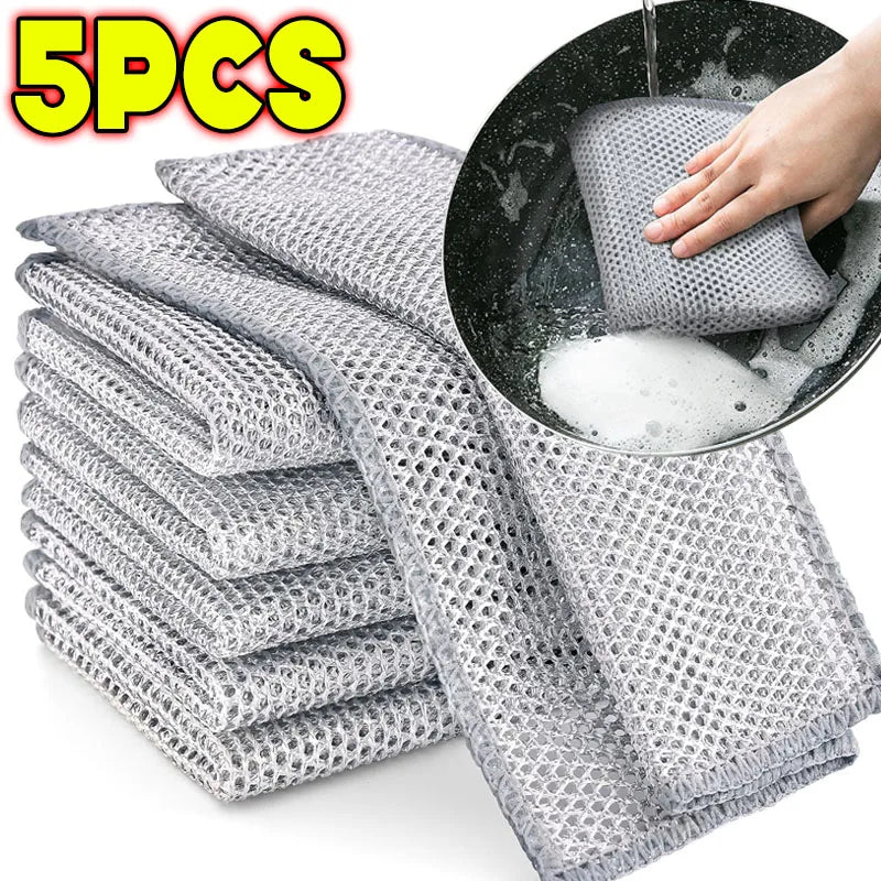 1-20 paños de limpieza mágicos de alambre de acero metálico de doble cara gruesos para cocina, vajilla, ollas, toallas, herramientas de limpieza