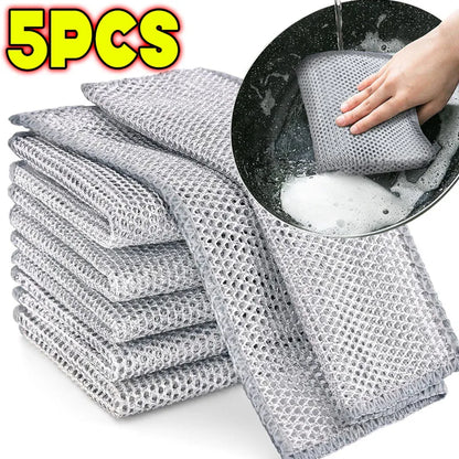 1-20 paños de limpieza mágicos de alambre de acero metálico de doble cara gruesos para cocina, vajilla, ollas, toallas, herramientas de limpieza