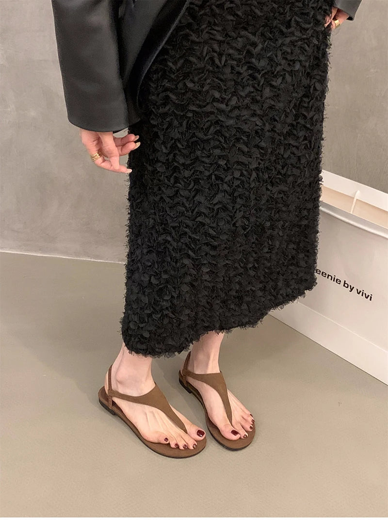 Summer Clip Toe Women Gladiator Sandals Casual Beach Vacation Shoes Ladies Elegant Dress Flats Sandalias