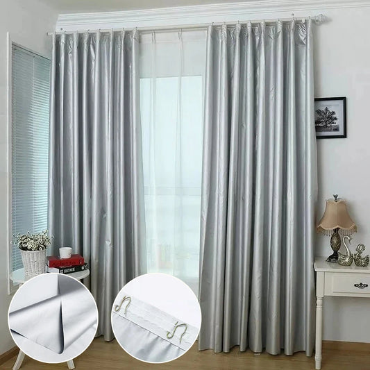 Easy Install Sunscreen Protection Thermal Insulation Curtain with Hook Silver Coated Fabric Shade Cloth Home Office Decoration