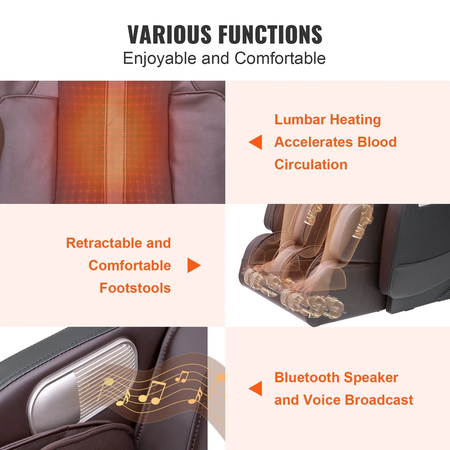 VEVOR Massage Chair - Full Body Zero Gravity Recliner with Multi Auto Modes 3D Shiatsu Heating Bluetooth Speaker Foot Roller