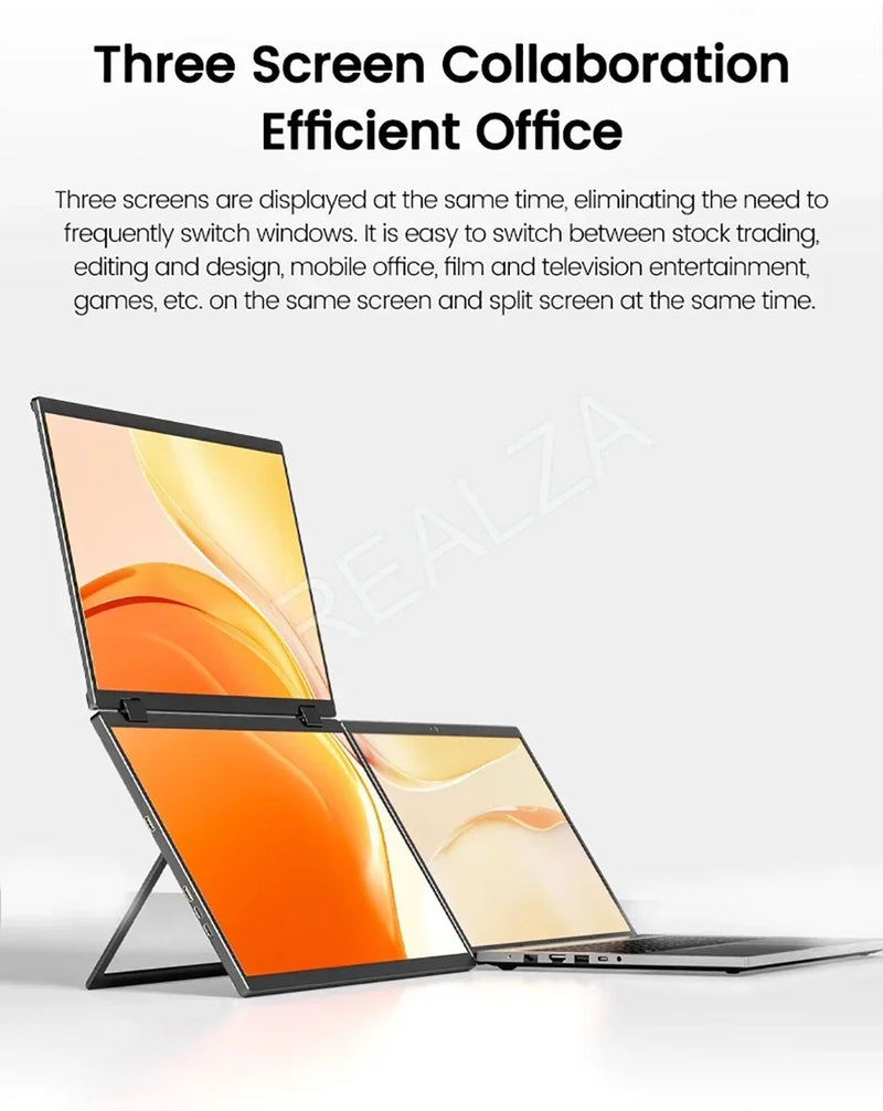 2025 15.6 Dual Screen 1920*1080P 60Hz Touch/Non-Touch Portable Monitor IPS Low Blue Light Eye Protection 360° Folding Drive-free