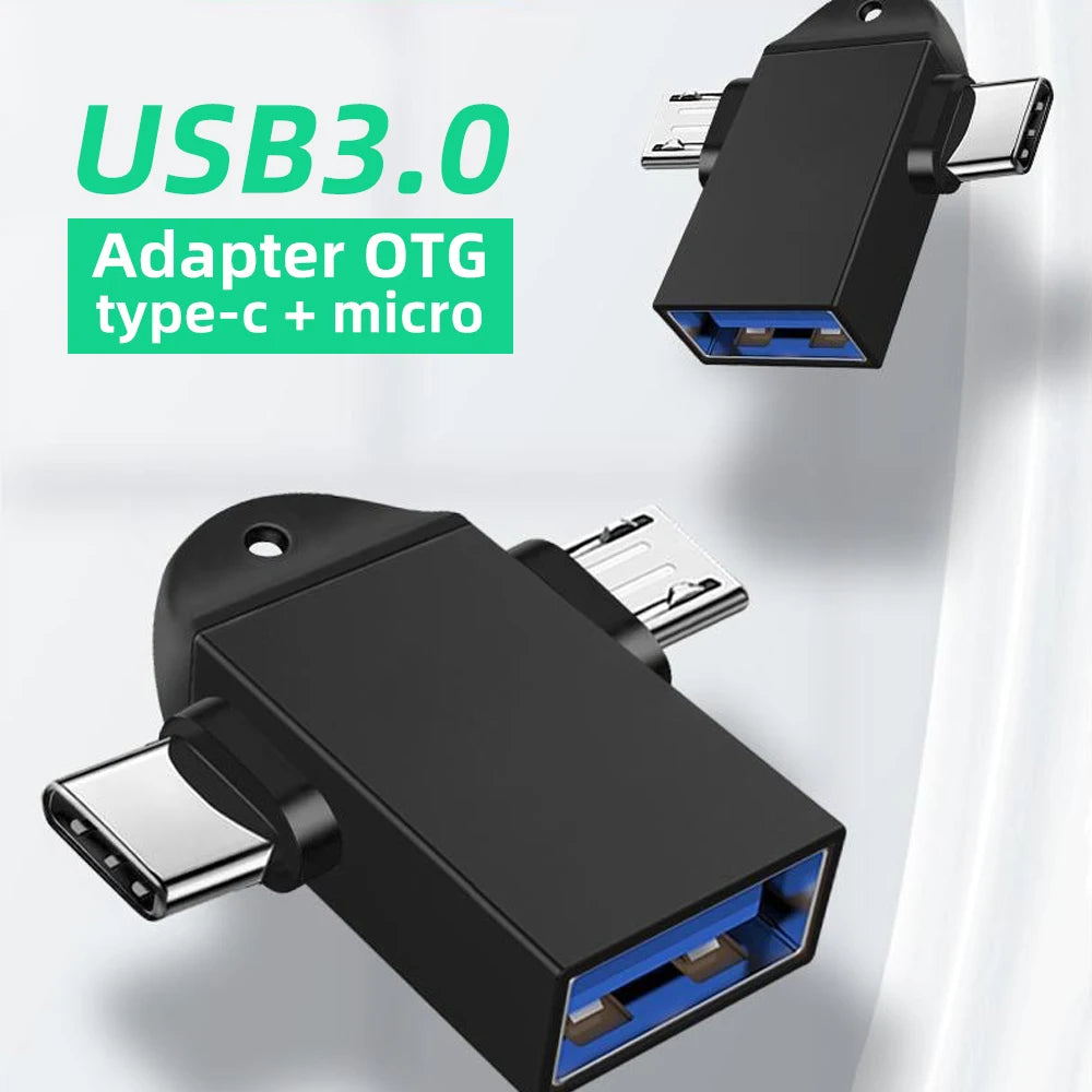 OTG Type C Adapter 2 in 1 Micro Usb to USB C Adapter Mobile Phone Flash Drive Reader Mouse Connector USB Cable Converter