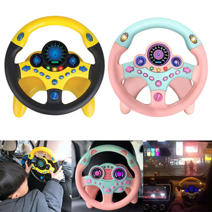 Volante eléctrico portátil tridimensional con simulación de conducción, juguete con luz y sonido, regalo educativo para niños.