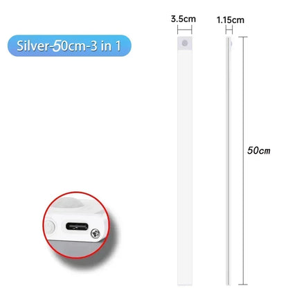 10-60cm led sob luzes do armário sensor de movimento luz noturna lâmpada sem fio recarregável para armário de cozinha quarto guarda-roupa luz