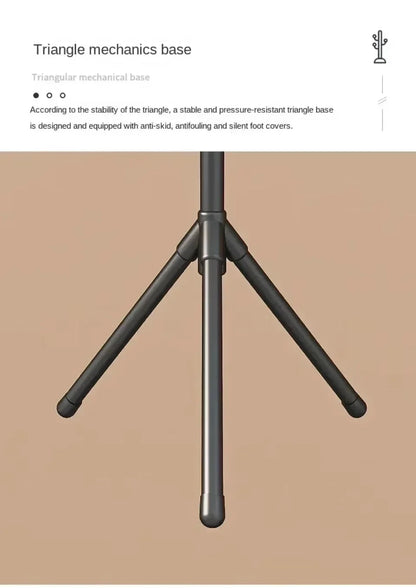 Clothes and Hats Rack Floor To Floor Bedroom Coat Hook Tree Hanger -Multi-hook Floor Vertical Coat Rack with Movable and Conve