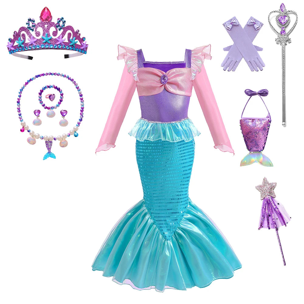 Children's Mermaid Cosplay Costume Girls' Role Play Costume Carnival Halloween Birthday Party Costume Summer Princess Dress