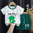 New Boys Summer Clothing Set Full Bear Print Cotton Short Sleeve T-shirts and Shorts 2PCS Breathable Outfit For Girls