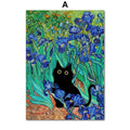 Funny Art Matisse Monet Black Cat Van Gogh Sunflowers Canvas Painting Posters and Prints Wall Pictures for Living Room Decor