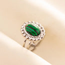 1pc Green Turquoise Ring Hippie Stainless Steel Silver Color Charm Opening Adjustable Ring Women Chunky Bohemian Party Jewelry