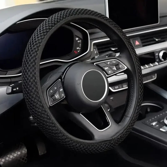 Elastic Elastic Steering Wheel Cover, Warm in Winter, Cool in Summer, Universal 15 Inches (About 38.1 Cm), Microfiber Breathable