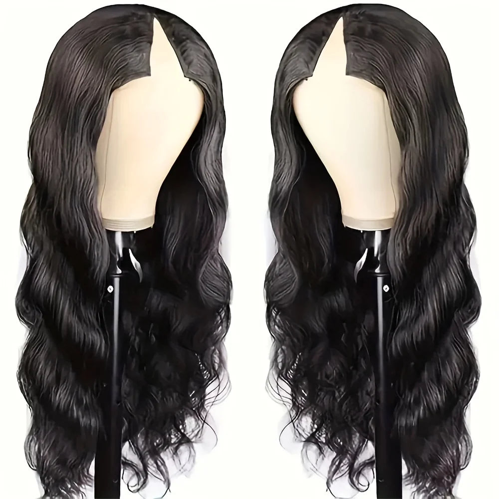 Peruca V-part cabelo humano ondeulado body wave-sem cola glueless