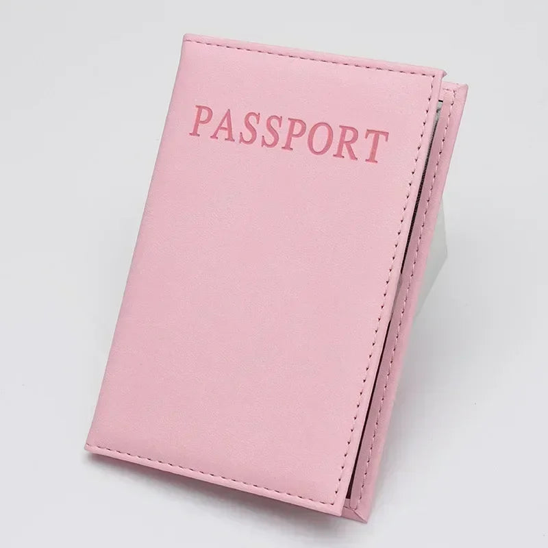 Fashion Women Men Passport Cover Pu Leather Solid color Travel ID Credit Card Passport Holder Packet Wallet Purse Bags Pouch