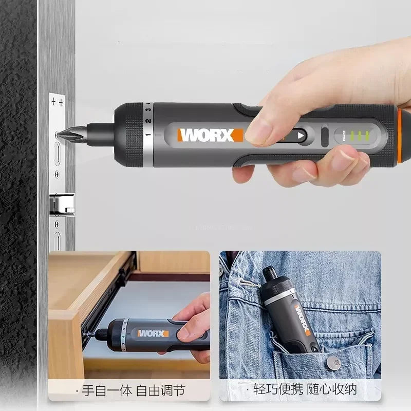 Juego de destornilladores eléctricos WORX WX242 de 4 V, destornilladores eléctricos inalámbricos inteligentes, recargables por USB, juego de 30 puntas, minitaladro, herramienta eléctrica