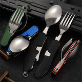 Juego de utensilios plegables para acampar: combinación multifuncional de cuchillo, tenedor y cuchara para actividades al aire libre y deportes, Camping, Picnic y viajes