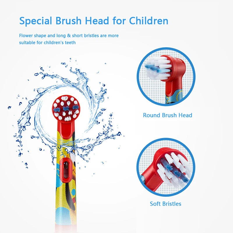 Oral-B Kids Electric Toothbrush Soft Bristles Replaceable Brush Head with 2 Minutes Timer Function For Kids 5+