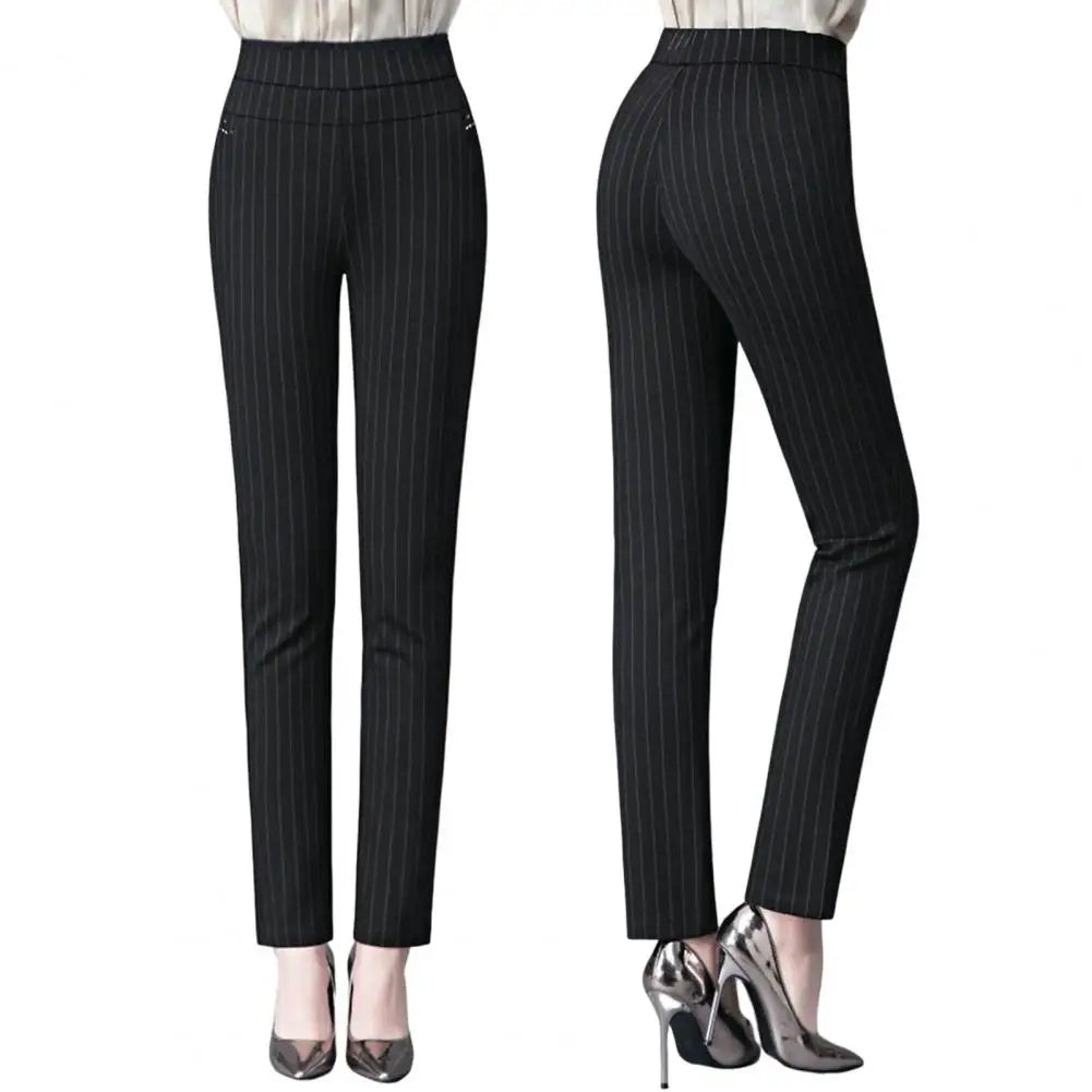 Mother Spring Pants High Waist Casual Stretch Pockets Solid Color Match Top Slim Fit Plus Size Pencil Pants Women Clothing