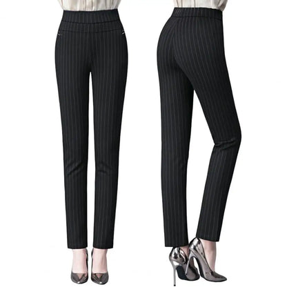 Mother Spring Pants High Waist Casual Stretch Pockets Solid Color Match Top Slim Fit Plus Size Pencil Pants Women Clothing