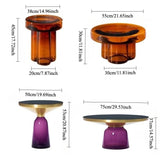 Artistic Glass Coffee Tables, Creative Design End Tables for Living Room , Stylish Accent Tea Table with Various Sizes & Colors