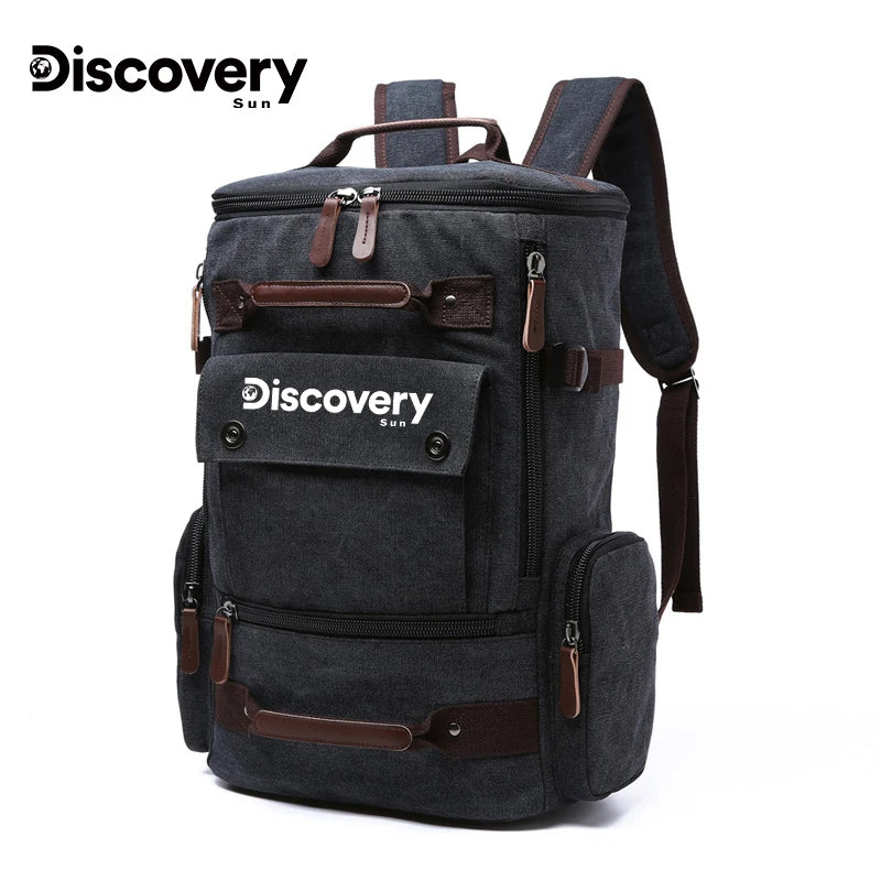 Mochila de lona multifuncional DISCOVERY-SUN, mochila informal para senderismo, mochila escolar para deportes al aire libre, mochila de viaje de gran capacidad.