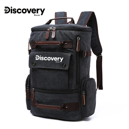 Mochila de lona multifuncional DISCOVERY-SUN, mochila informal para senderismo, mochila escolar para deportes al aire libre, mochila de viaje de gran capacidad.