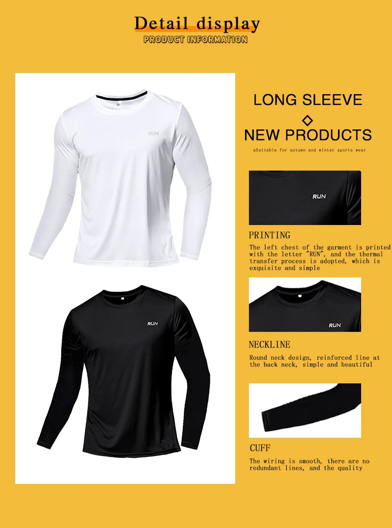 Long and Short-Sleeved T-Shirt Fitness Sports Tops Morning Running Ice Silk Quick Dry Outdoor Mountaineering Gym Clothing Men