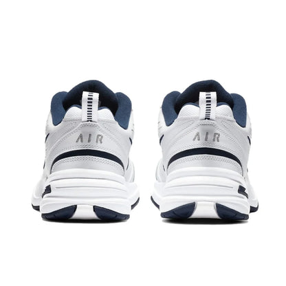Zapatillas Nike Air Monarch 4 Low para hombre y mujer, clásicas, retro, informales, cómodas y acolchadas, blancas y plateadas.