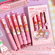 Capybara Erasable Pens 6pcs Refillable Ink Gel Pen Smudge-Free Cute Animal School Supplies for Students Office Stationery Gifts