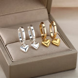Heart Stainless Steel Earrings for Women Zircon Gold Color Hoop Earring Aesthetic Waterproof Ear Piercing Jewelry Accessories