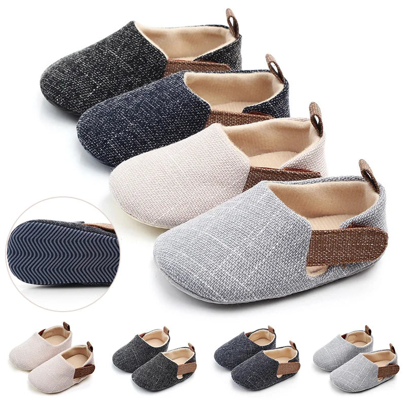 Zapatos de bebé de algodón nuevos, suela de goma suave y antideslizante, para recién nacidos, primeros pasos, estampado de dibujos animados, para niño y niña