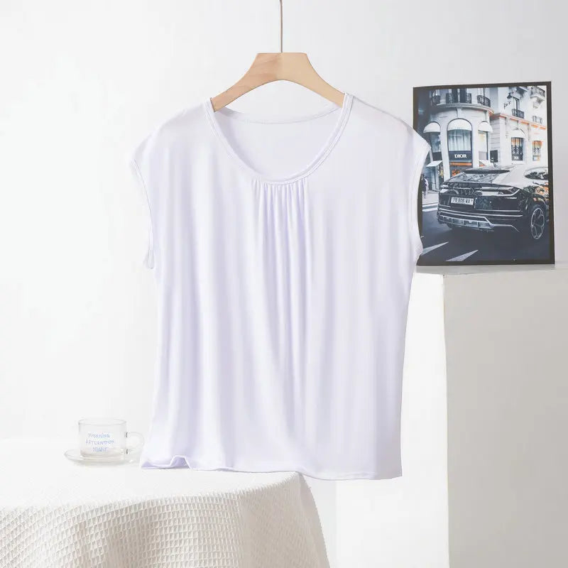 XL to 8XL Plus Size Modal Loose T-Shirt Sleeveless Solid Color Casual Tank Tops Homewear Bottomed Tee Tops Summer Women's Top
