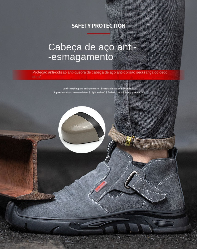 Genuine Leather Cow Suede Safety Work Shoes For Men Composite Head Anti Nail Anti Static Welding Shoes Indestructible Boots