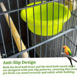 Small Bird Cage Bath Tub with Mounting Ring Bright Green Plastic Bowl for Parrot Canary Bathing Feeding 12cm Diameter