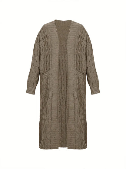 Plus Size Women's Sweater Fashion Casual Cardigan Solid Colour Knitted Sweater Cardigan with Pocket Autumn and Winter Best