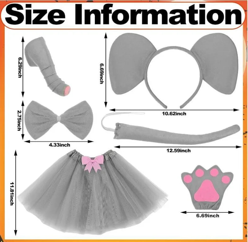 Animal Cat Tiger Cosplay Costume for Boys Girls Headband Clothes Shoes Tail Tutu Skirt Gloves Set for Kids School Performance