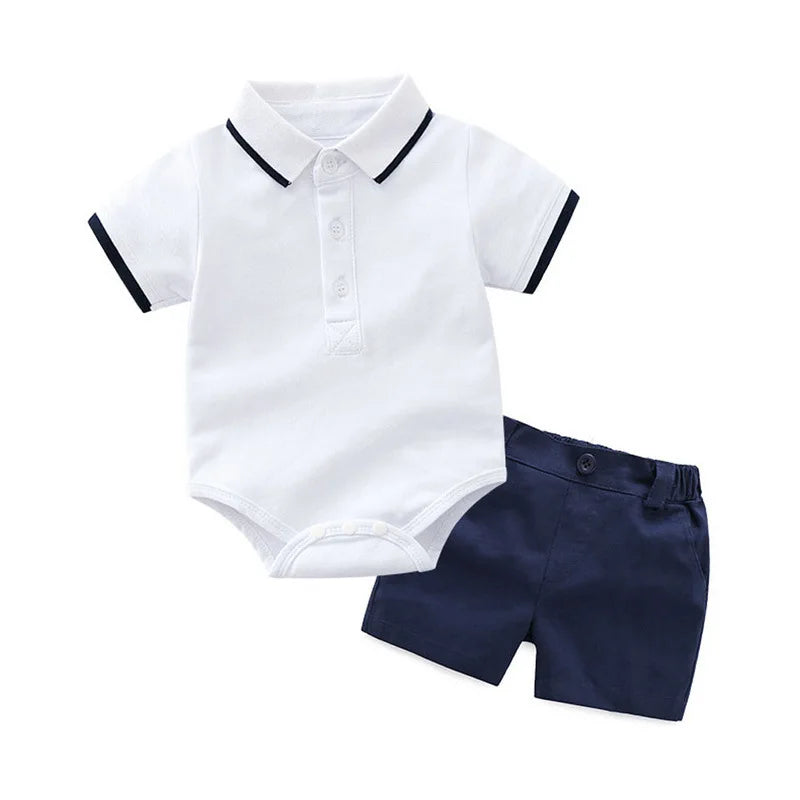 Conjunto de ropa de verano para bebé niño con gorro, polos de verano, camisa de manga corta, pantalones cortos, conjunto de ropa para niño