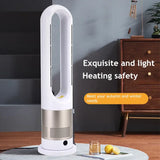 Bladeless Electric Tower Fan with Cold & Warm Air Cooling Standing Air Conditioner Heater with Timer Remote Control