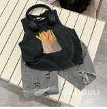 T-shirt Summer Wear Children Clothing Retro Black Cotton Handsome Boys Sleeveless Easy Vest Tide Tops 2024 Fashion Cool