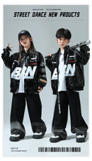 Boys Hip Hop Pullover Street Dance Cargo Pants Girls High Collar Sweatshirt Outfits Kids Jazz Sport Clothes Set Child Streetwear