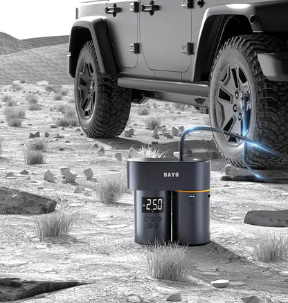 Kit inteligente para exteriores BAYU Auto (batería externa de 19200 mAh, inflador de neumáticos, aspiradora, lavaparabrisas, linterna y soporte para teléfono móvil)