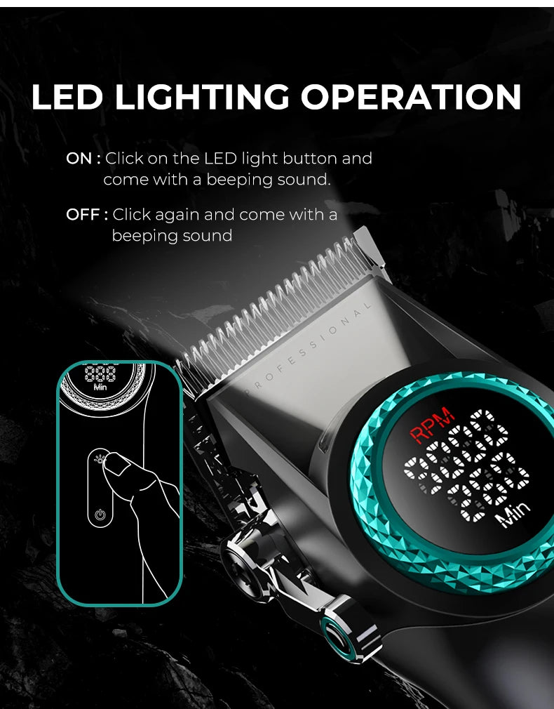 VGR 001 977 new hair trimming set high-end men's hair clipper intelligent digital display electric carving and whitening trimmer